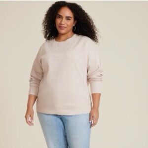 Plus Size edgely™ Rhinestone Embellished Relaxed Fit Sweatshirt
